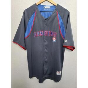 True Fan Unisex Genuine Merchandise Texas Rangers Gray Button Down Jersey Size L